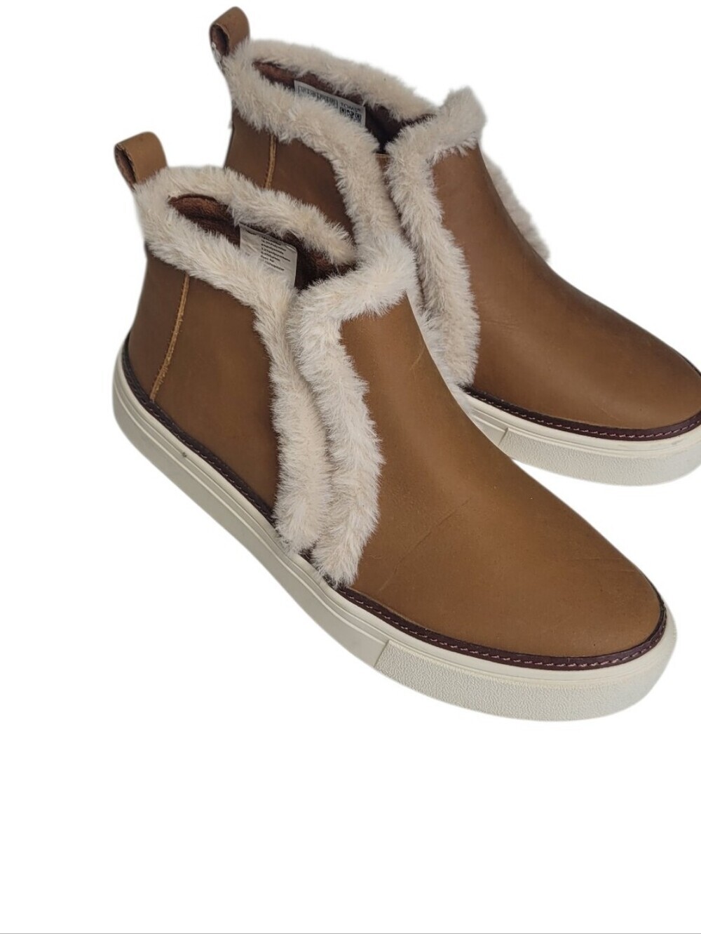 Toms NWT Faux Fur Trim Slip-On Ankle Sneakers - Brown Size 7